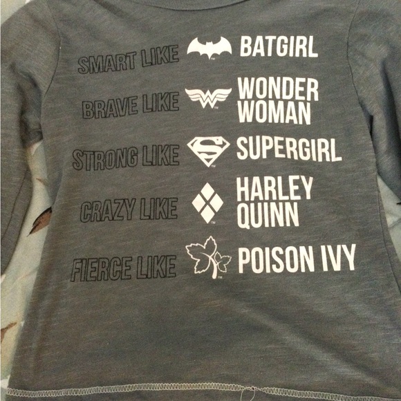 Girls Gray Kids Long Sleeve Shirt - Superhero Design - Picture 3 of 6